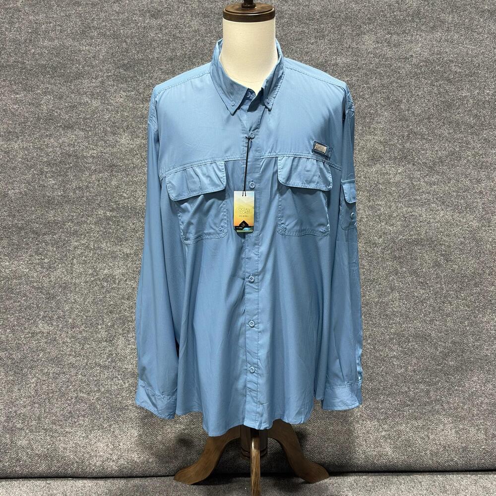 Ocean + Coast Shirt Mens 3X Big Blue Long Sleeve Vented Fishing Wicking Stretch